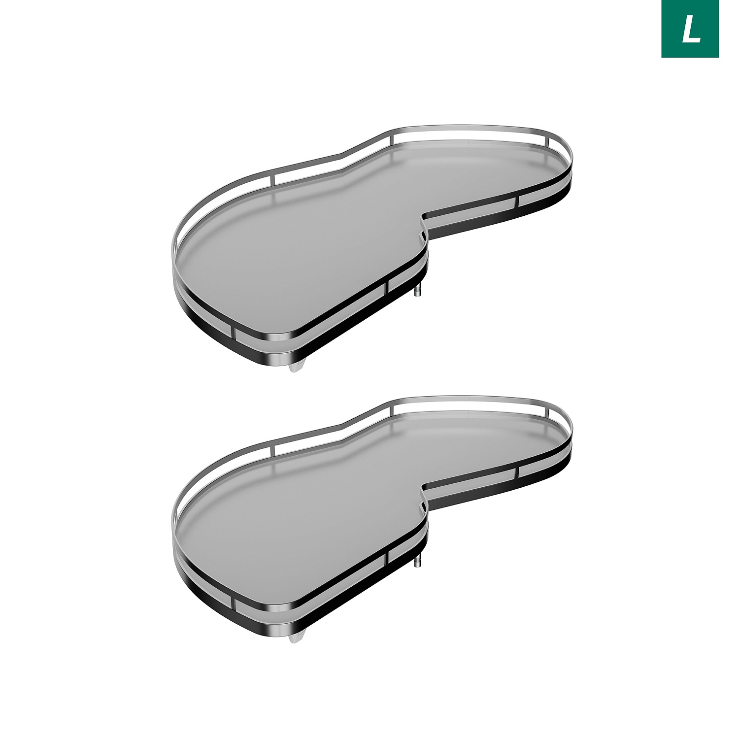 Комплект полок левый Леманс 450 мм Арена СТИЛЬ (2 полки + рычаги) ХРОМ